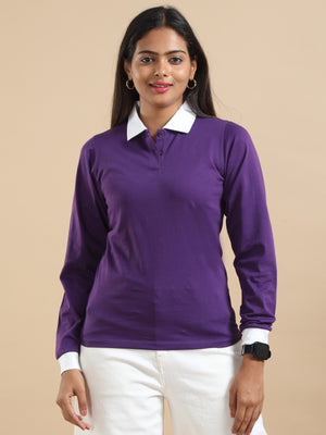Women's Cotton Full Sleeve Polo T Shirt