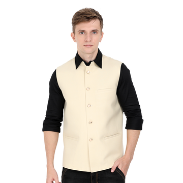Oat meal - Mandarin Collar Waistcoat