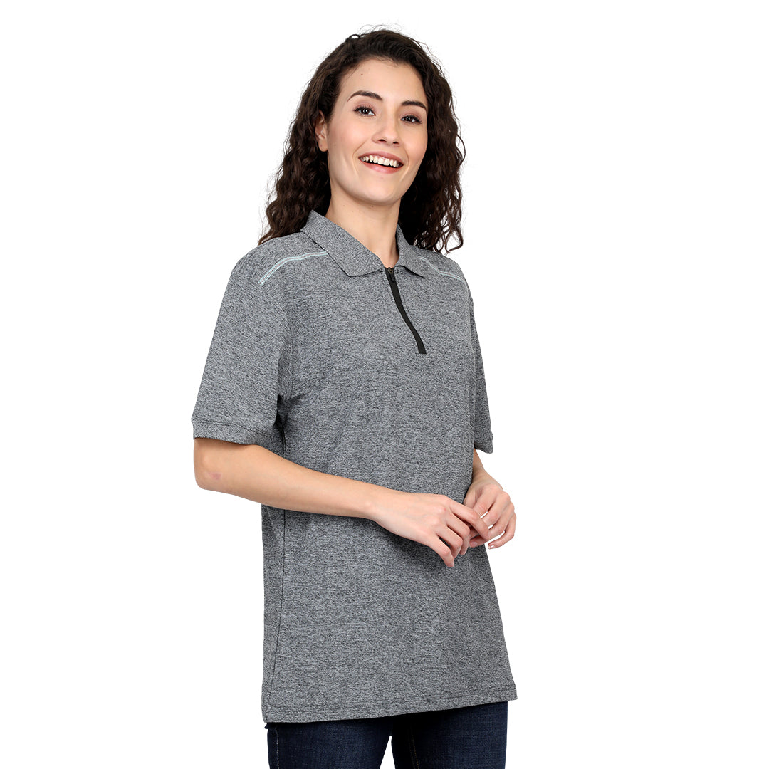 Black Melange - Unisex Sporty Polo TShirt