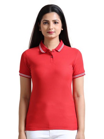 Women's rPET Tipping Polo TShirt - Arrow Red