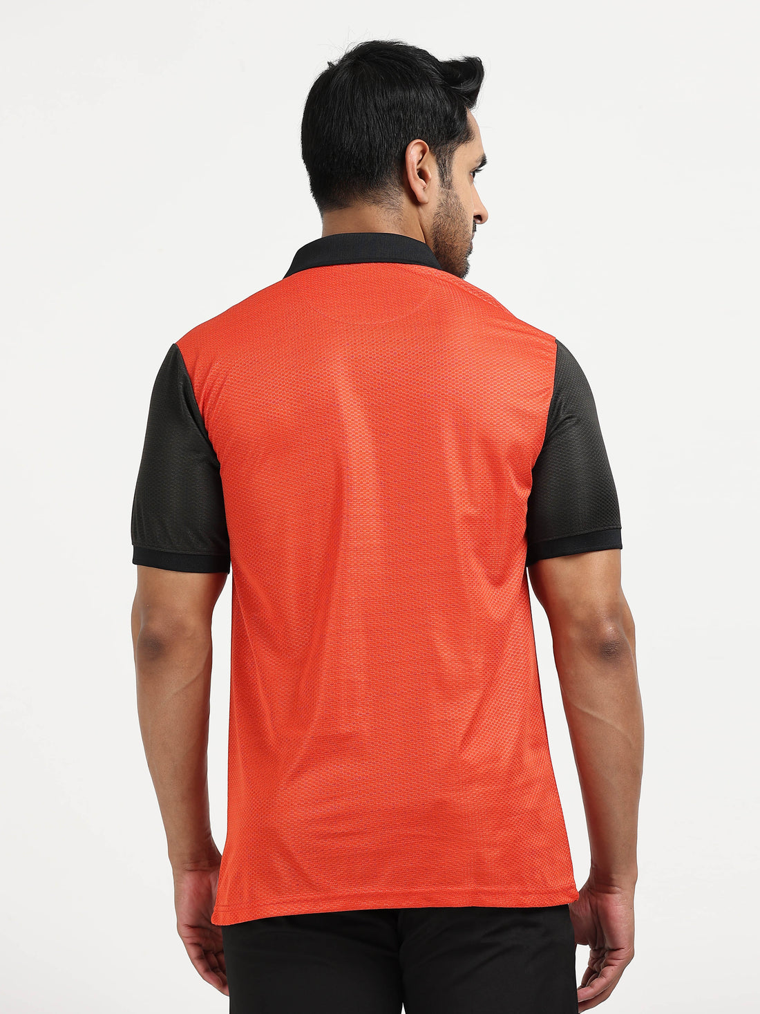 Mens rPET  Blaze Polo Tee – Black Chilli Red