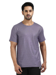 Mens rPET Drift Striped Tee – Deep Navy & Voilet & Semidull