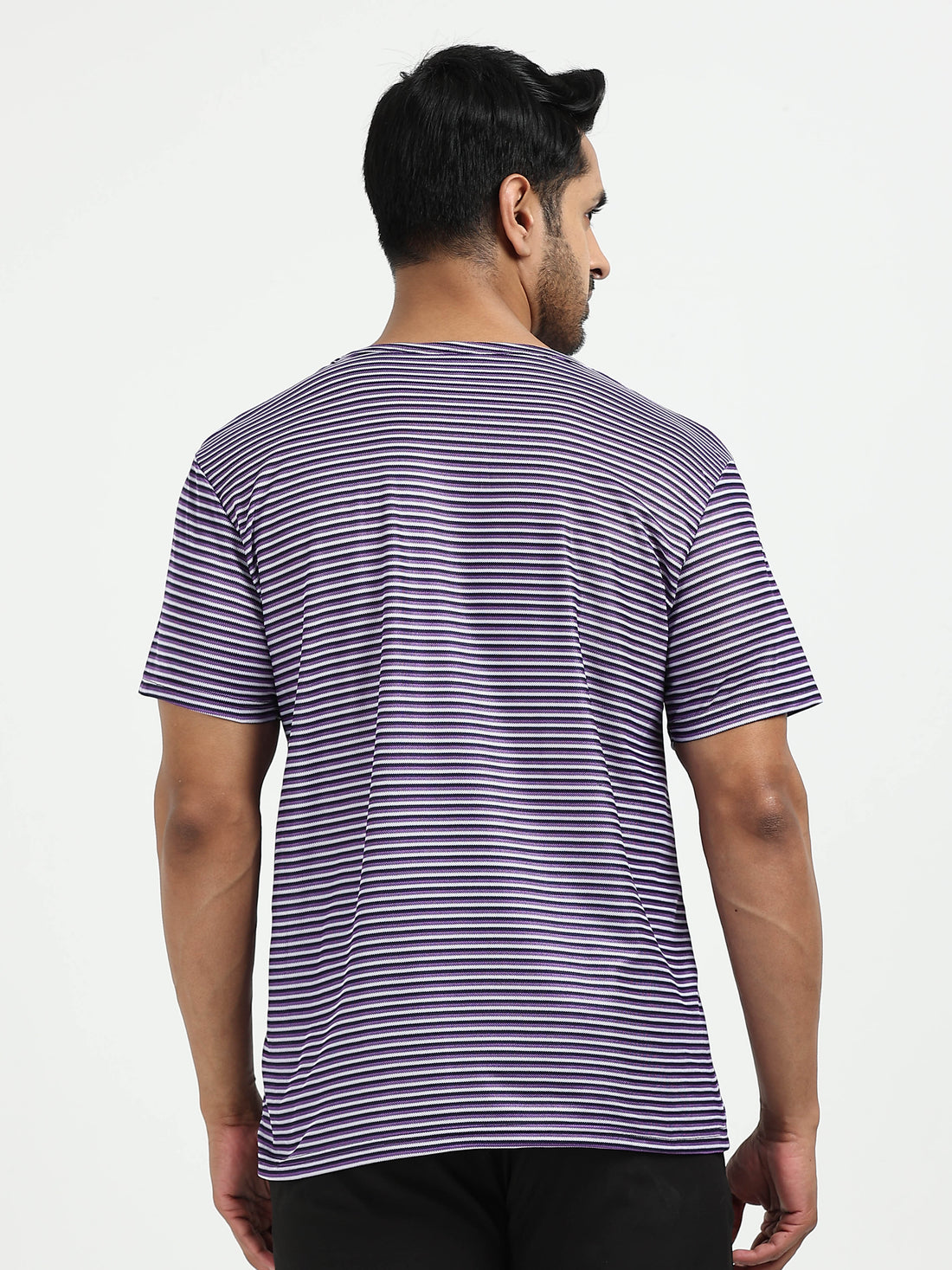 Mens rPET Drift Striped Tee – Deep Navy & Voilet & Semidull