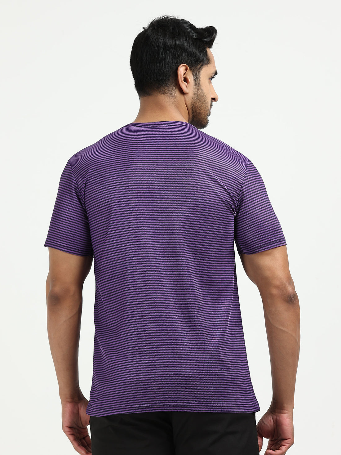 Mens rPET Drift Striped Tee - Deep Navy & Voilet