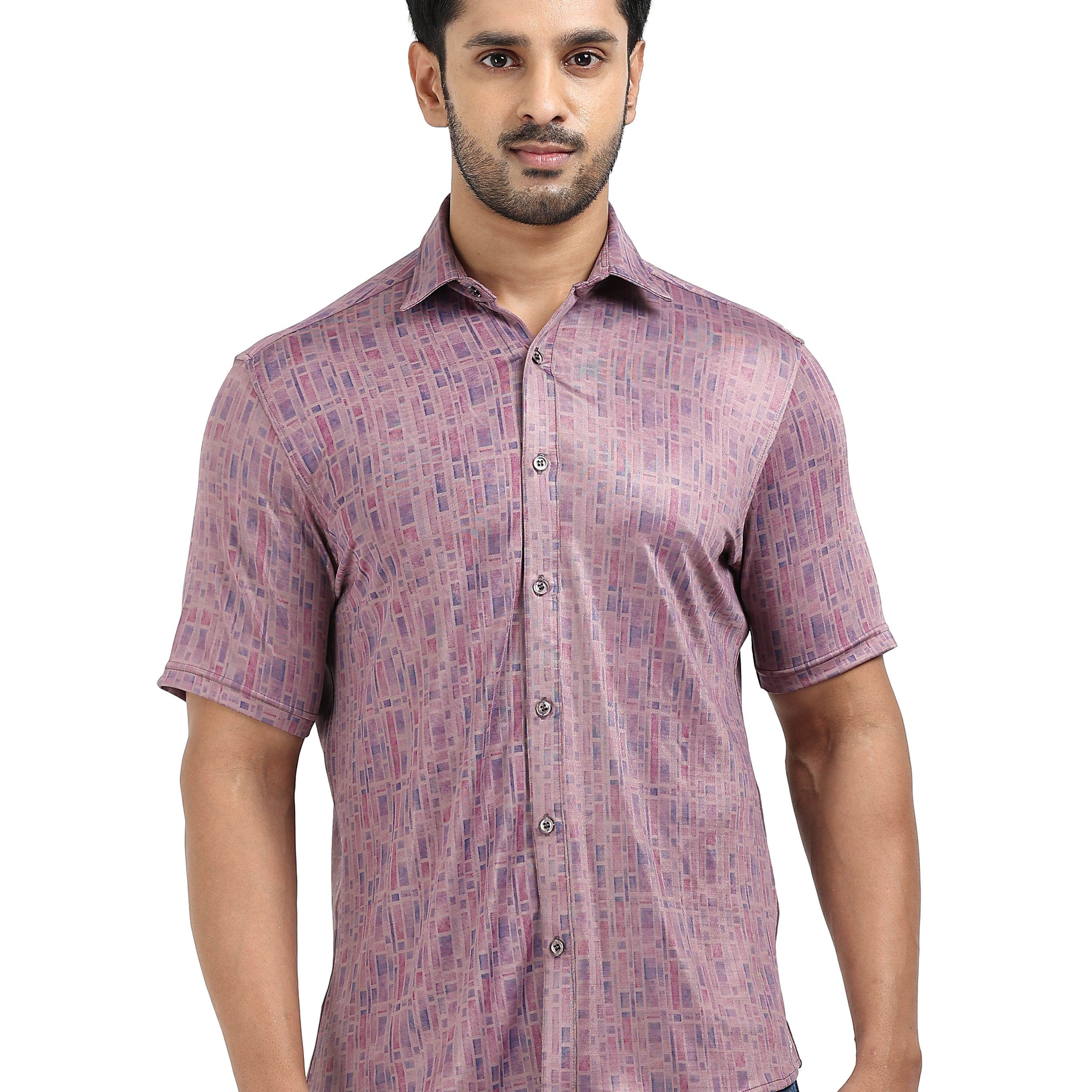 Mens rPET Urban Grid Lycra Shirt - Purple