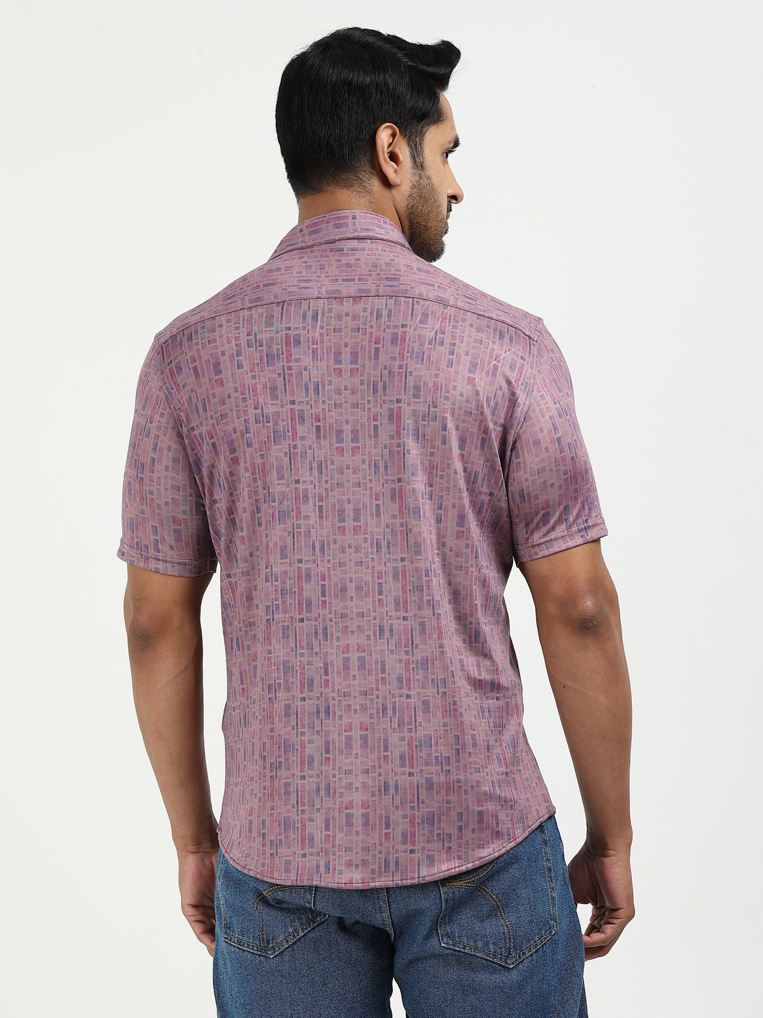 Mens rPET Urban Grid Lycra Shirt - Purple