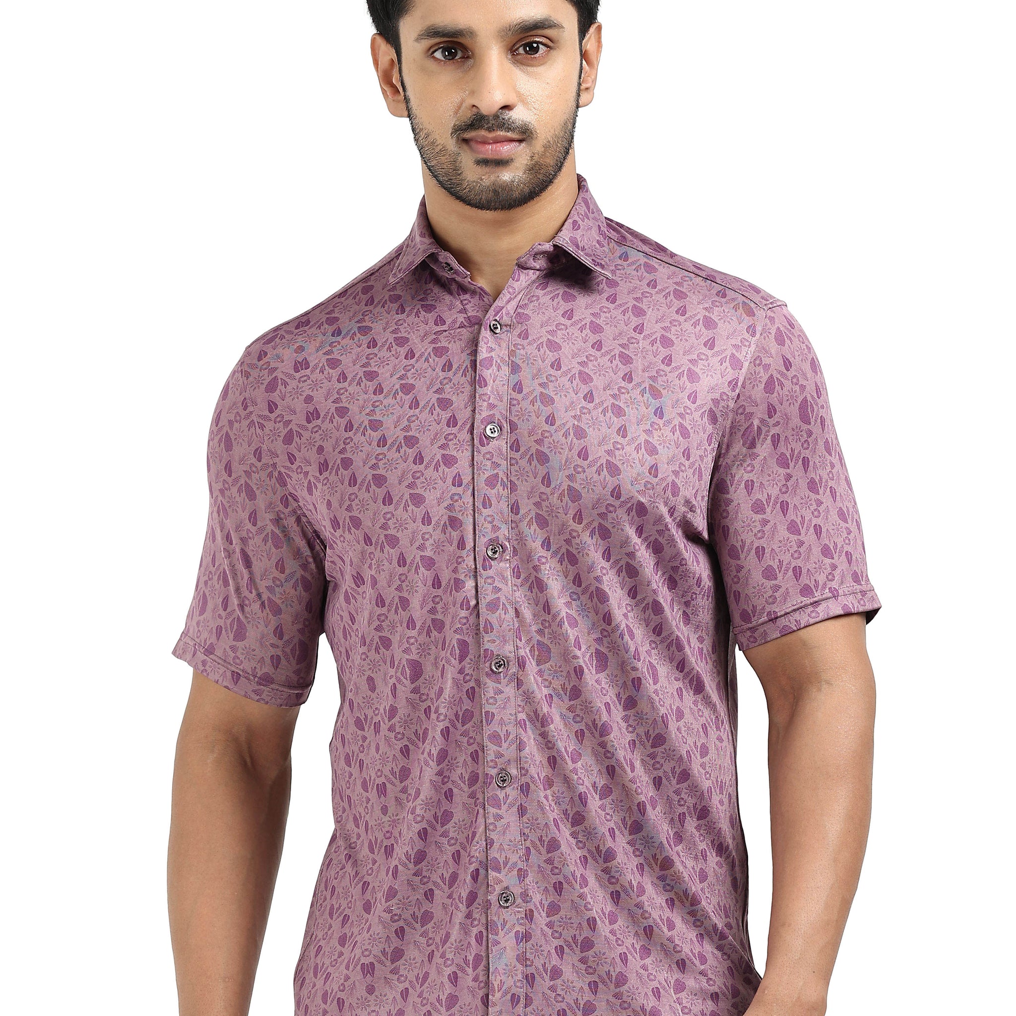 Mens rPET  Floral Lycra Shirt - Purple