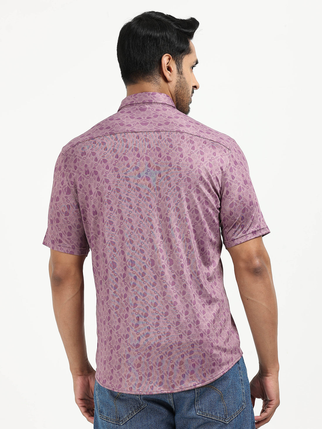 Mens rPET  Floral Lycra Shirt - Purple