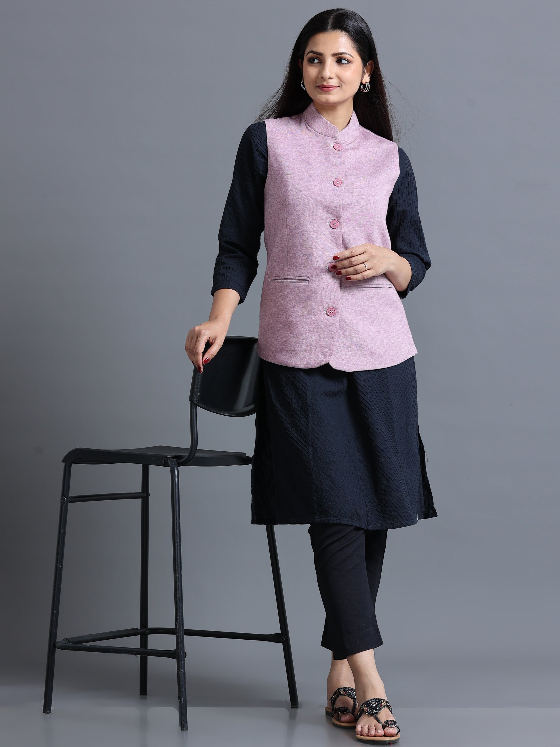 Womens Nehru Jacket - Maroon
