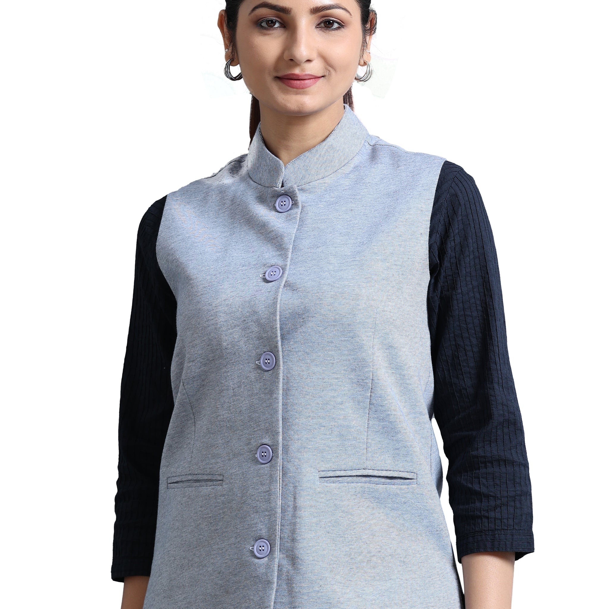 Womens Nehru Jacket - Navy