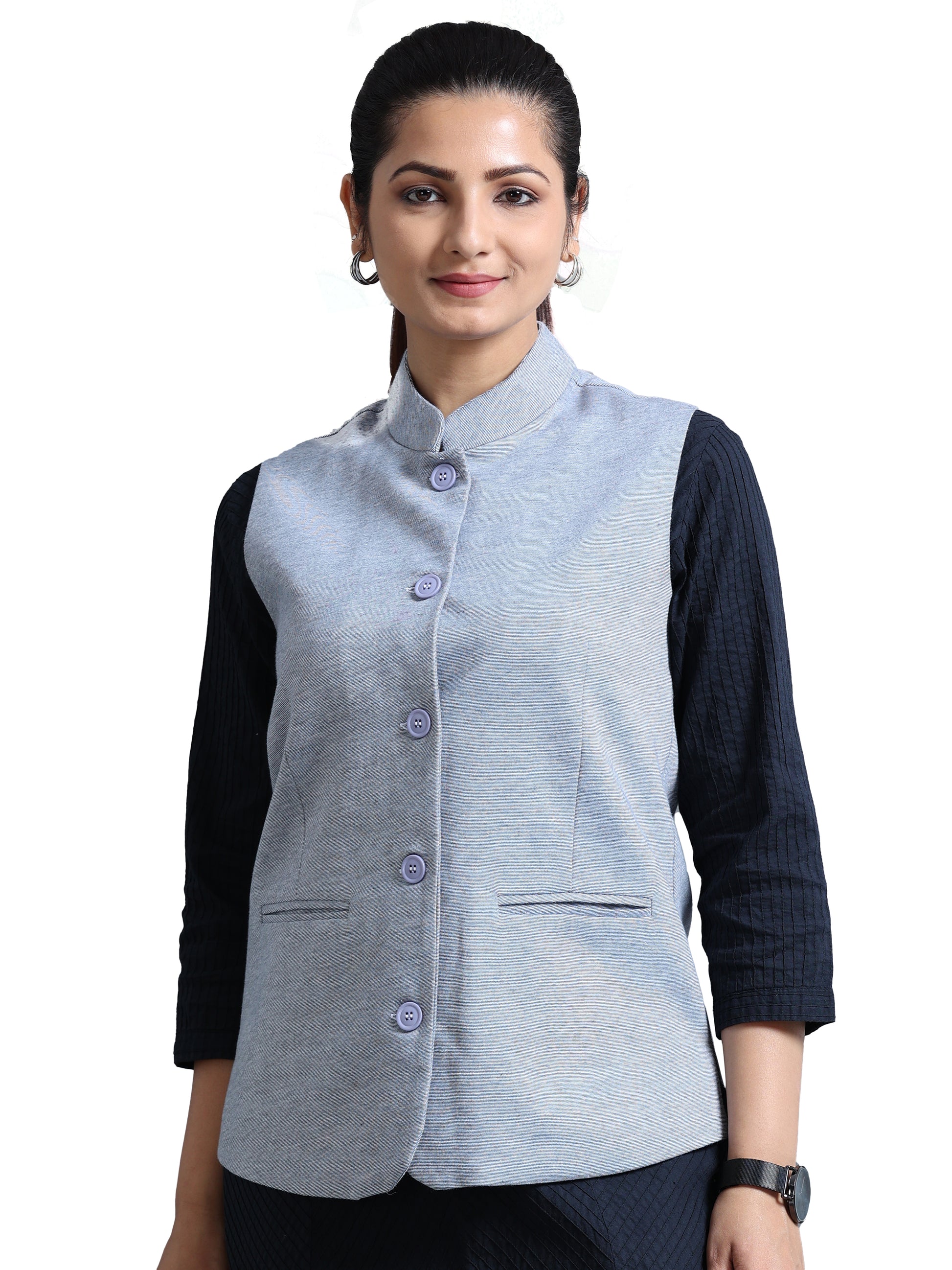 Womens Nehru Jacket - Navy