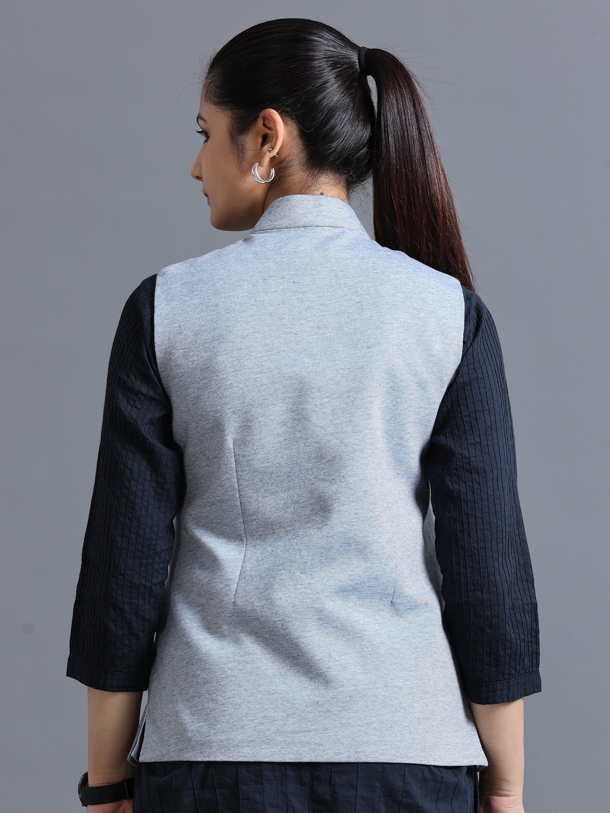 Womens Nehru Jacket - Navy
