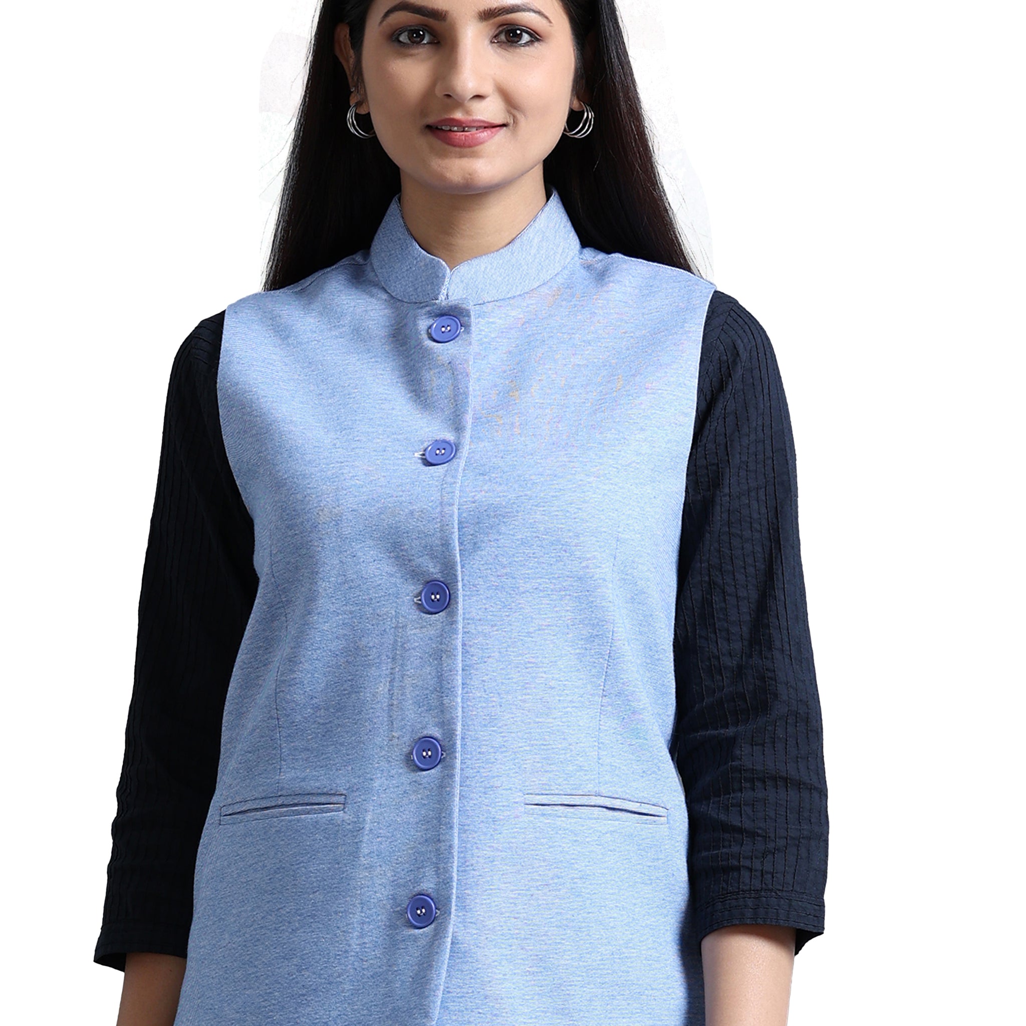 Women's Nehru Jacket - Ink Blue