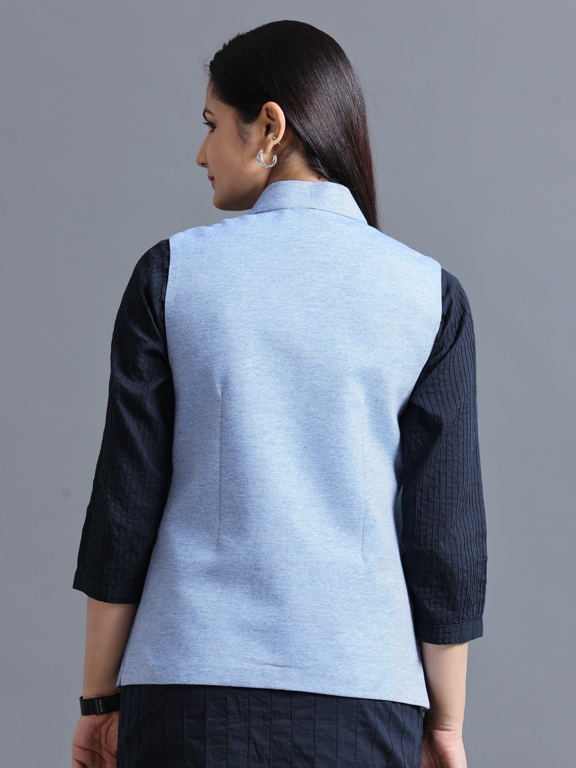 Women's Nehru coat - Ink Blue