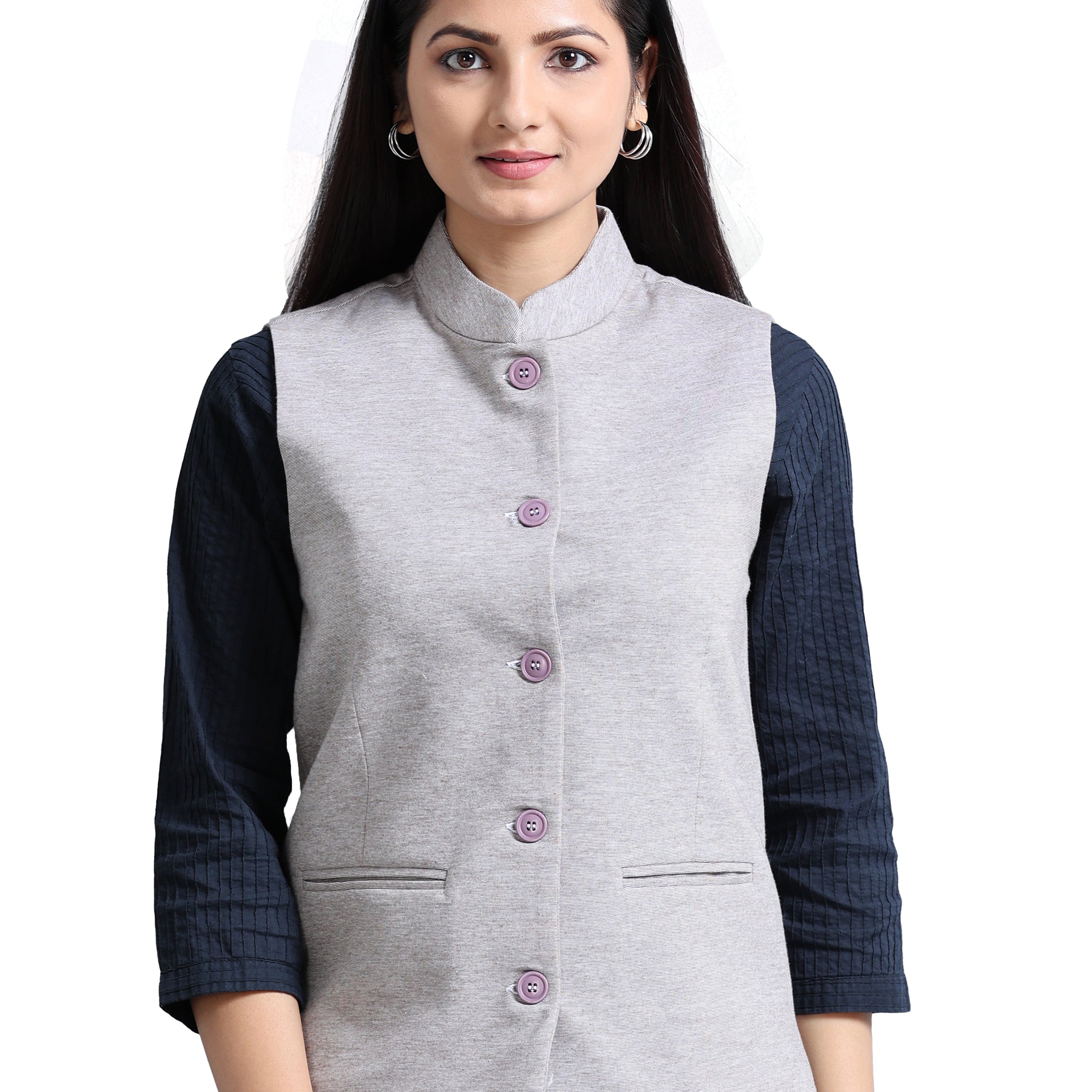 Womens Nehru Jacket - Nut Brown