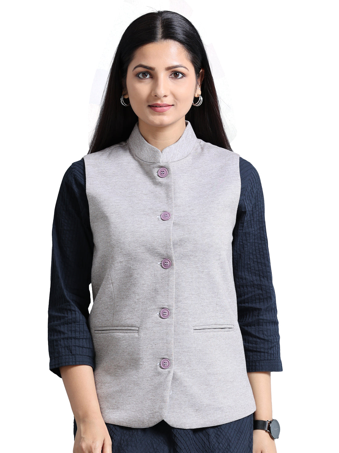 Womens Nehru Jacket - Nut Brown