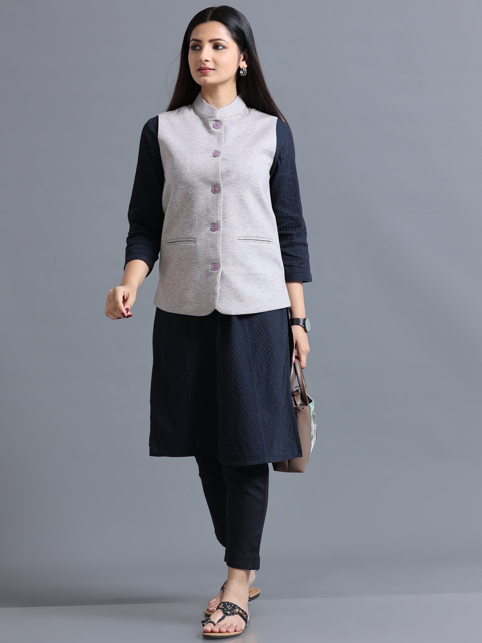 Women's Nehru Jacket – Nut Brown