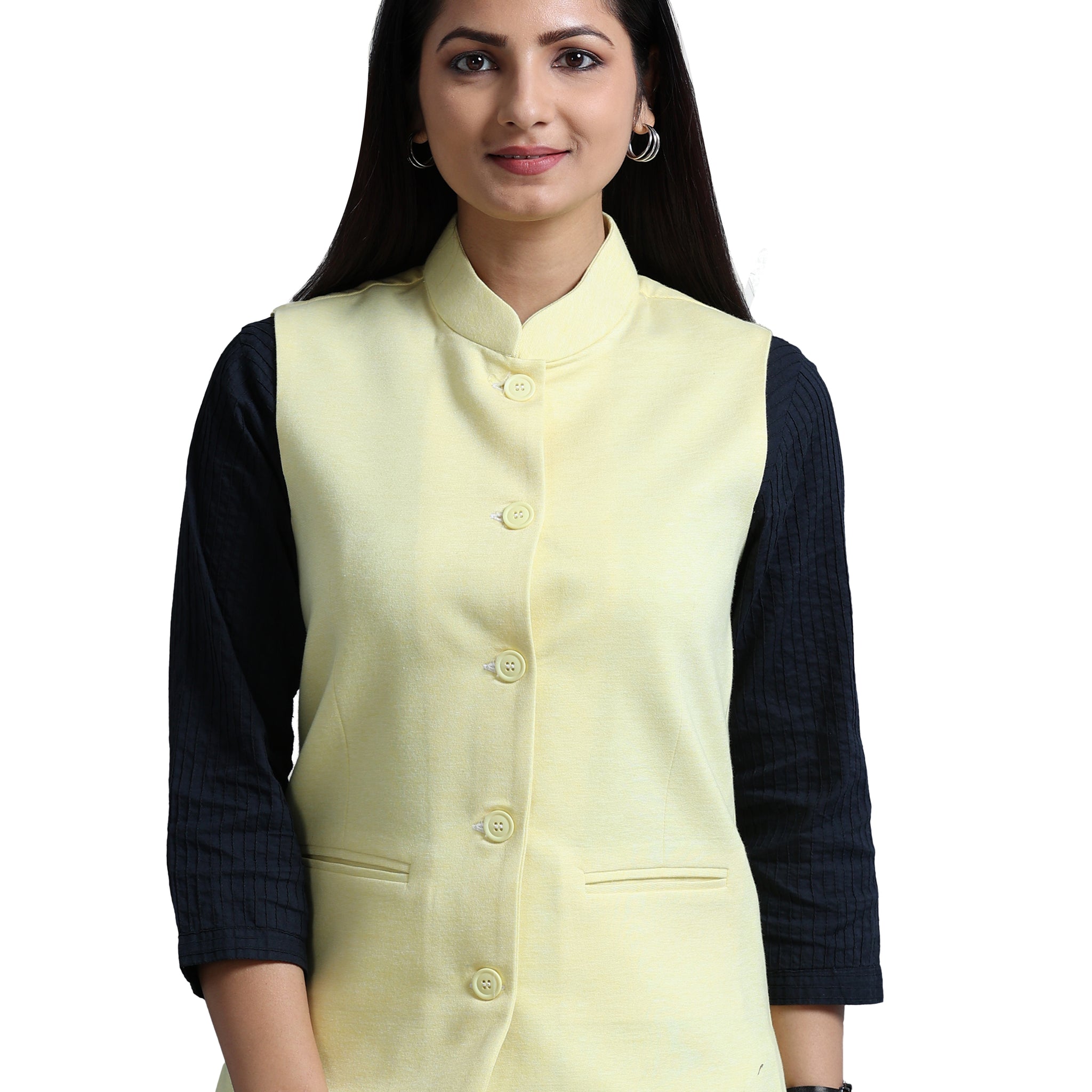 Women's Nehru Jacket – Lemon Yellow