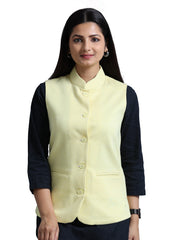 Solid Women's Nehru Jacket – Lemon Yellow