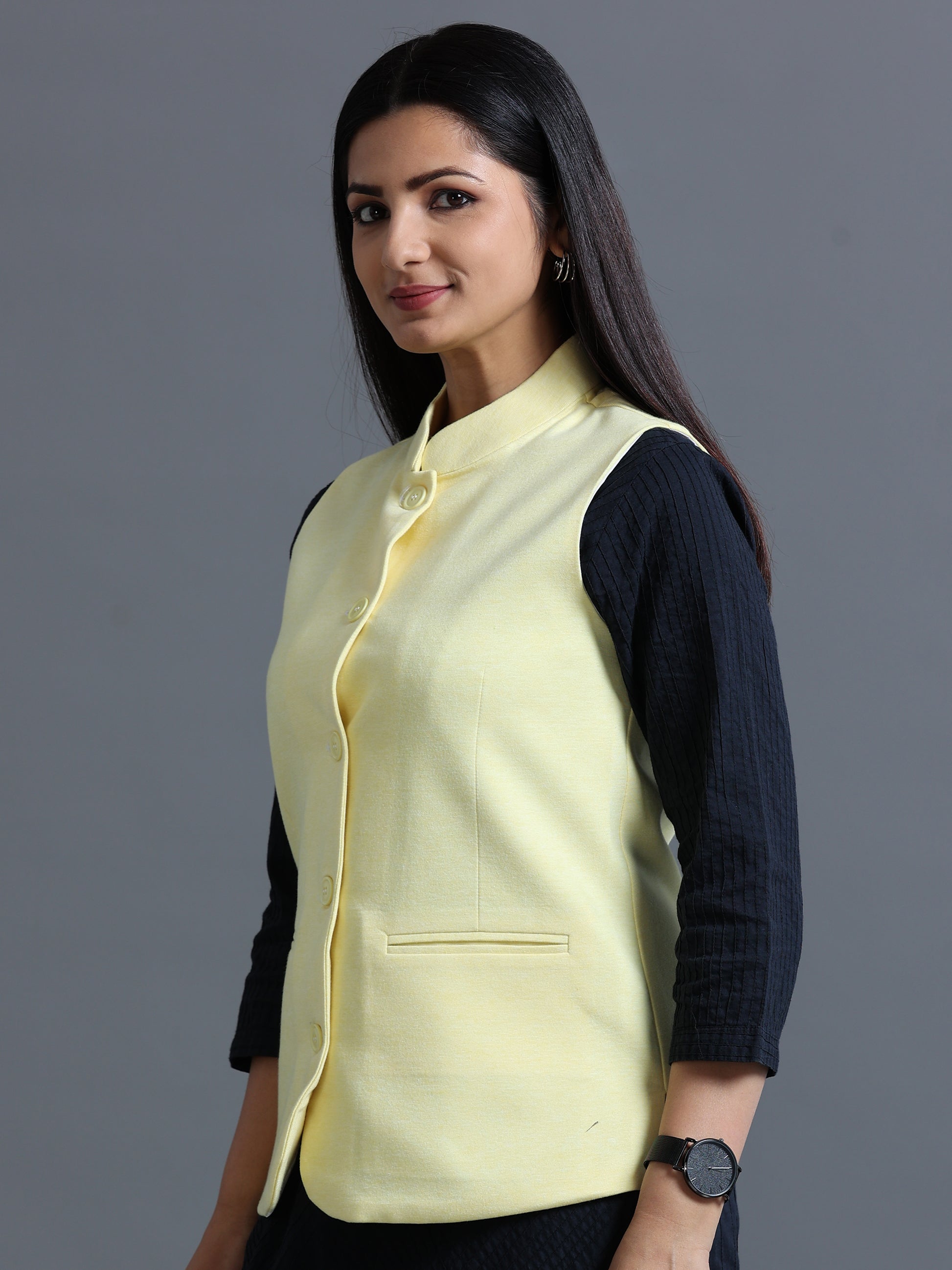 Women's Nehru Jacket – Lemon 