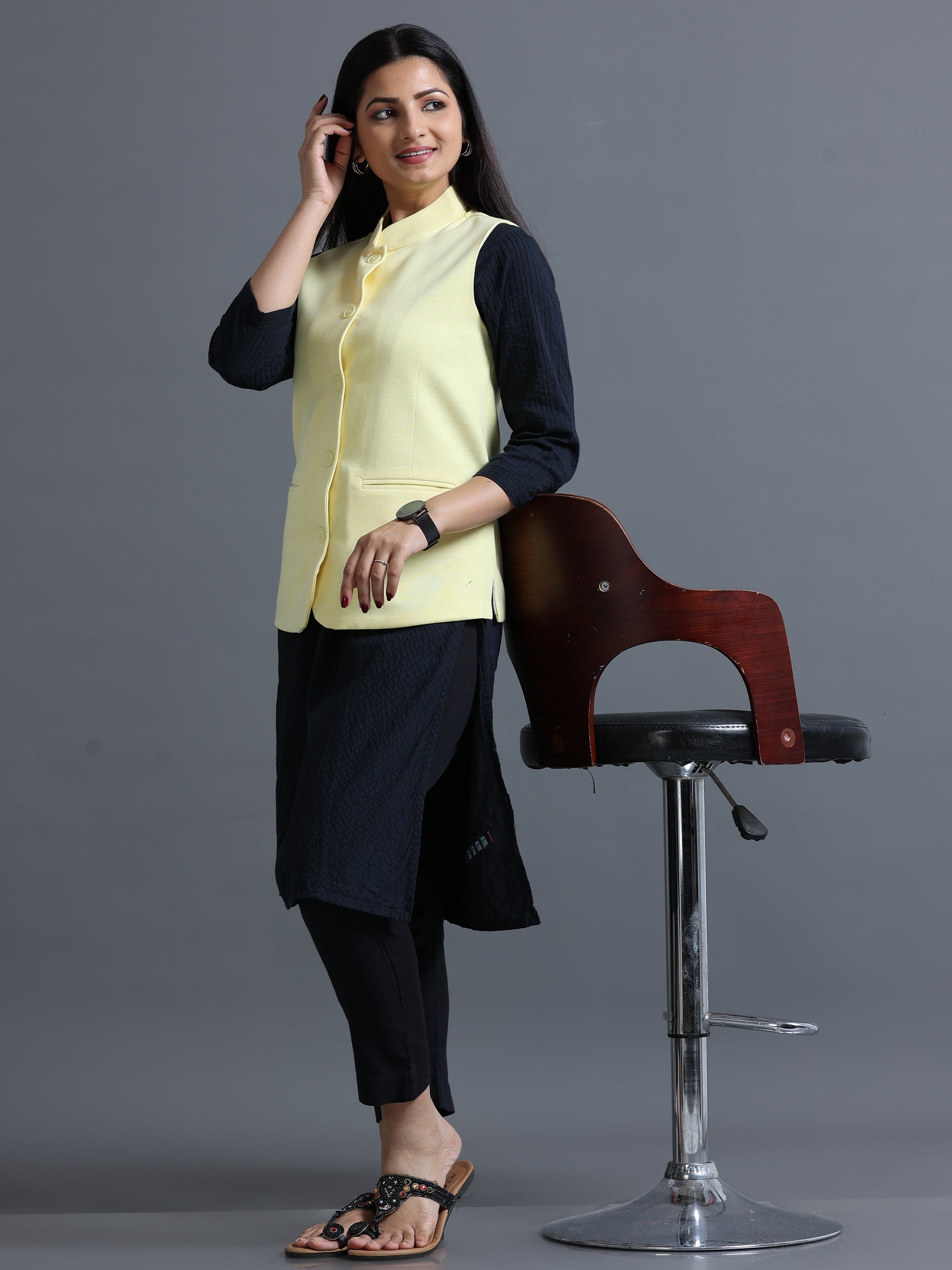Women's Nehru Jacket – Lemon 