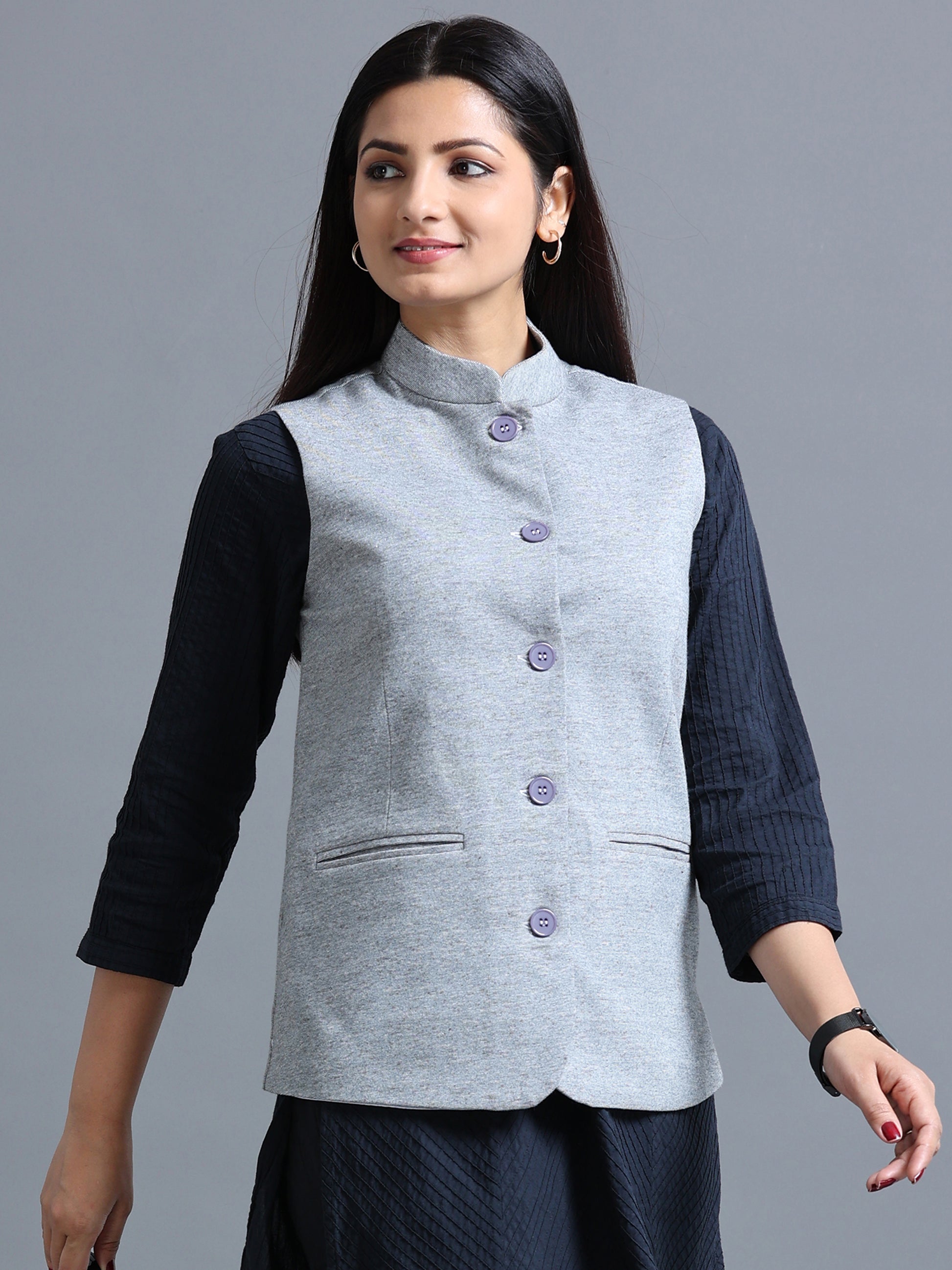 Womens Nehru Jacket - Black