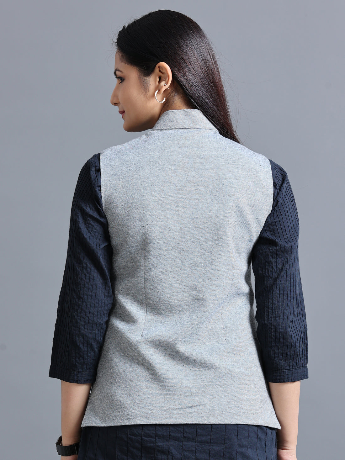 Womens Nehru Jacket - Steel Grey