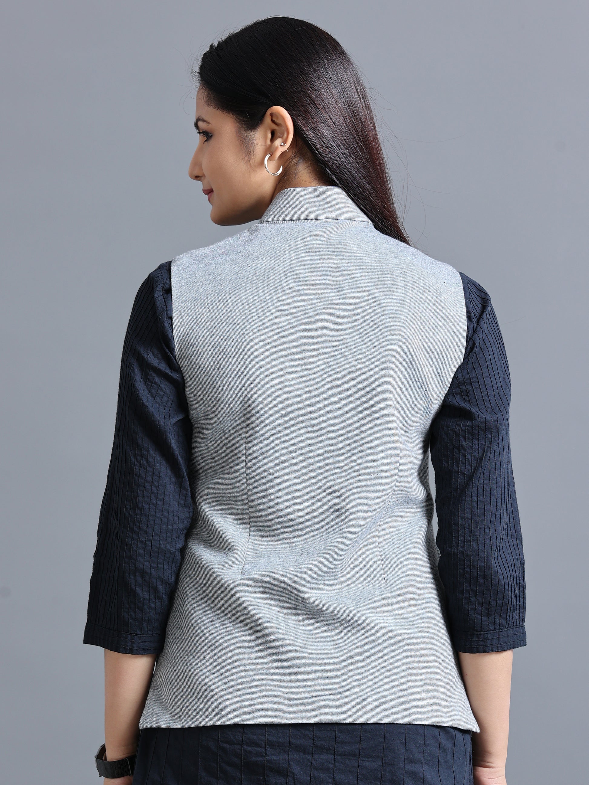 Womens Nehru Jacket - Steel Grey