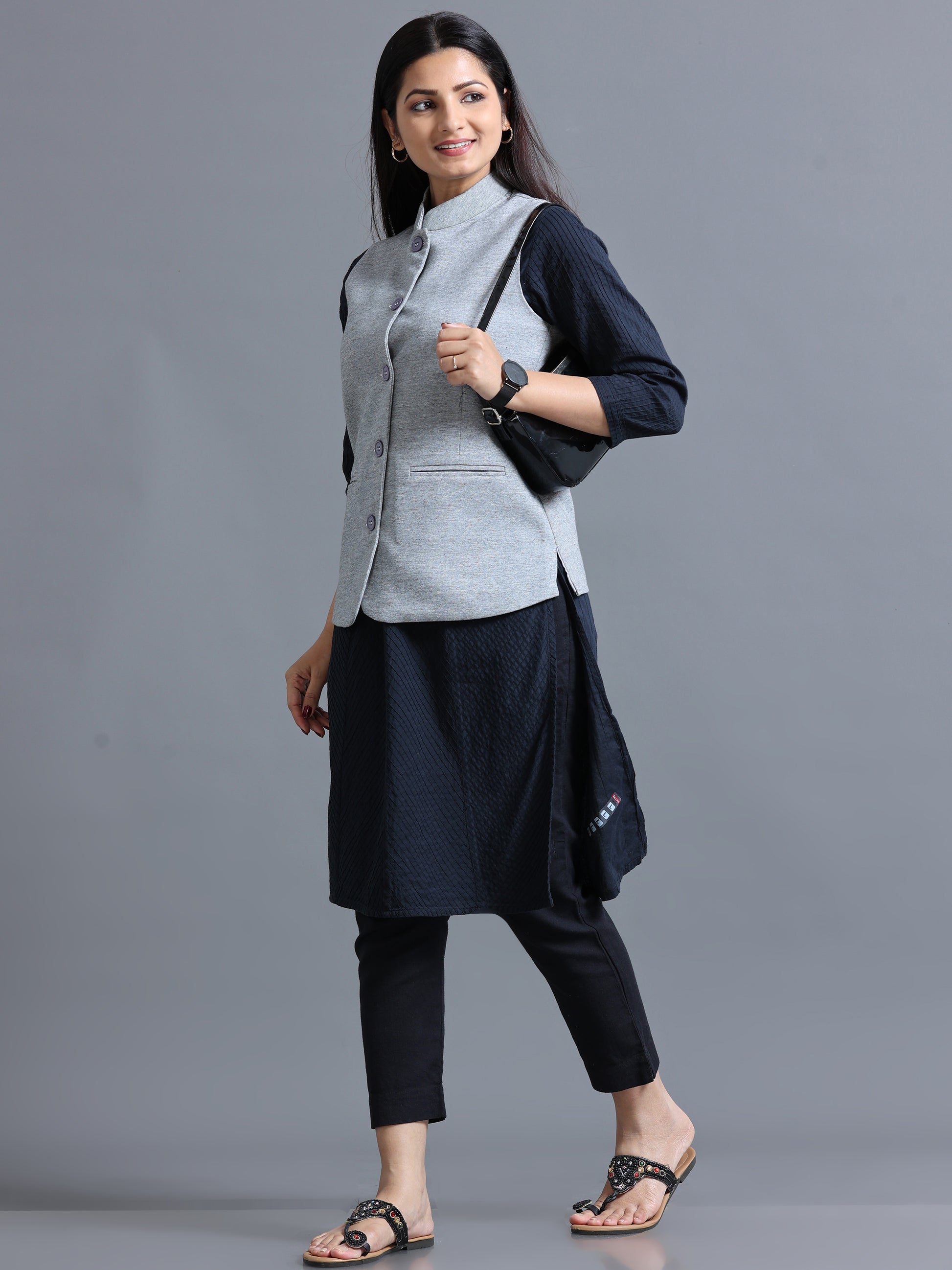 Womens Nehru Jacket - Black