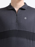 Men’s rPET with Cotton Zipped Turtle Neck T Shirt