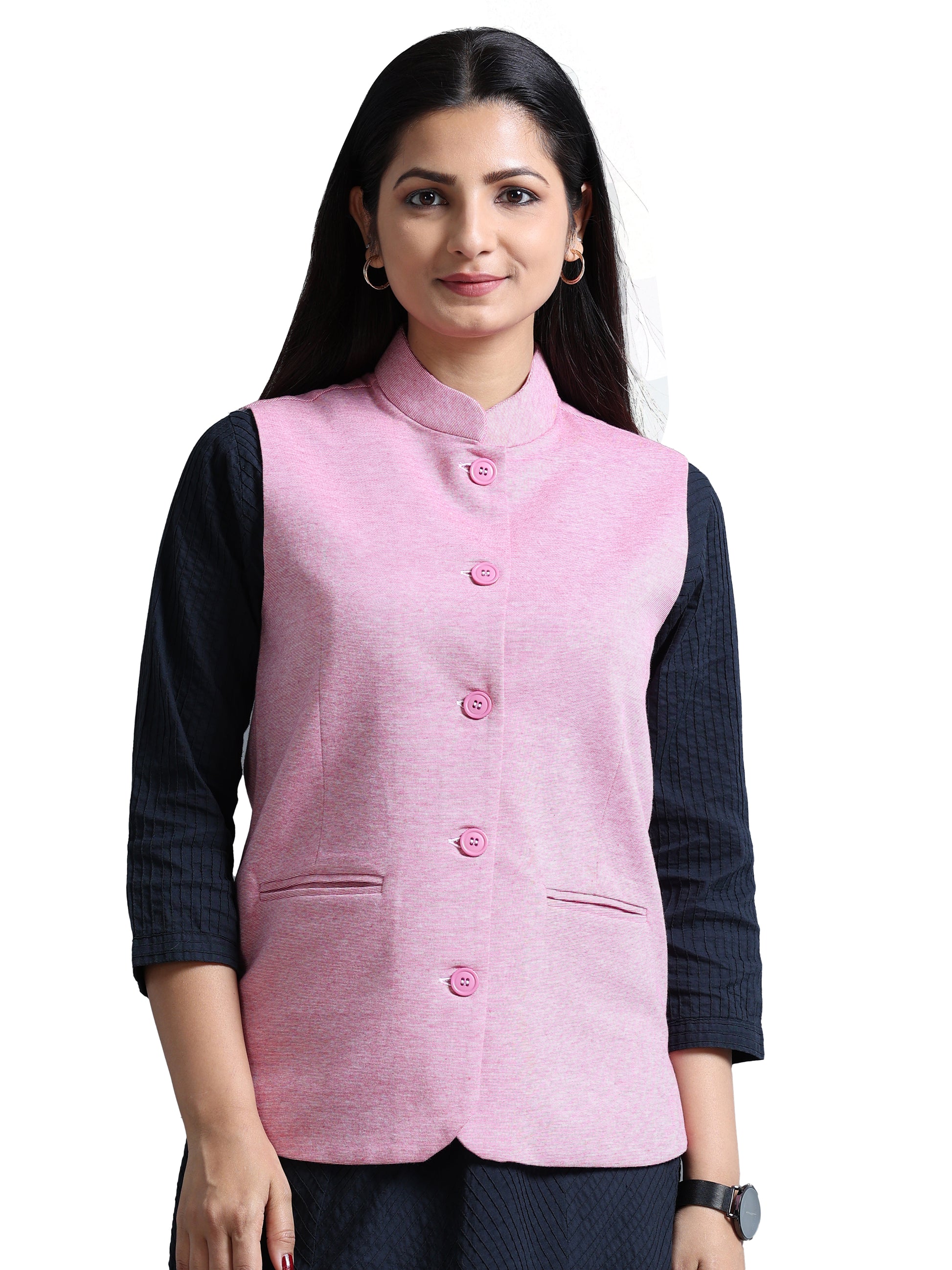 Womens Nehru Jacket Pink