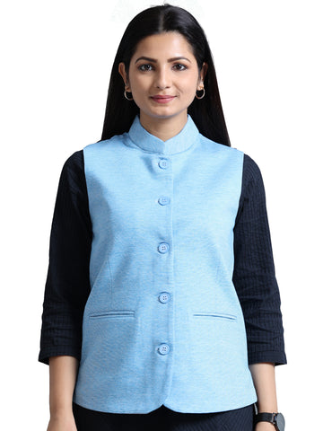 Womens Nehru Jacket - Cyan