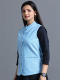 Womens Nehru Jacket - Cyan