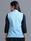 Womens Nehru Jacket - Cyan