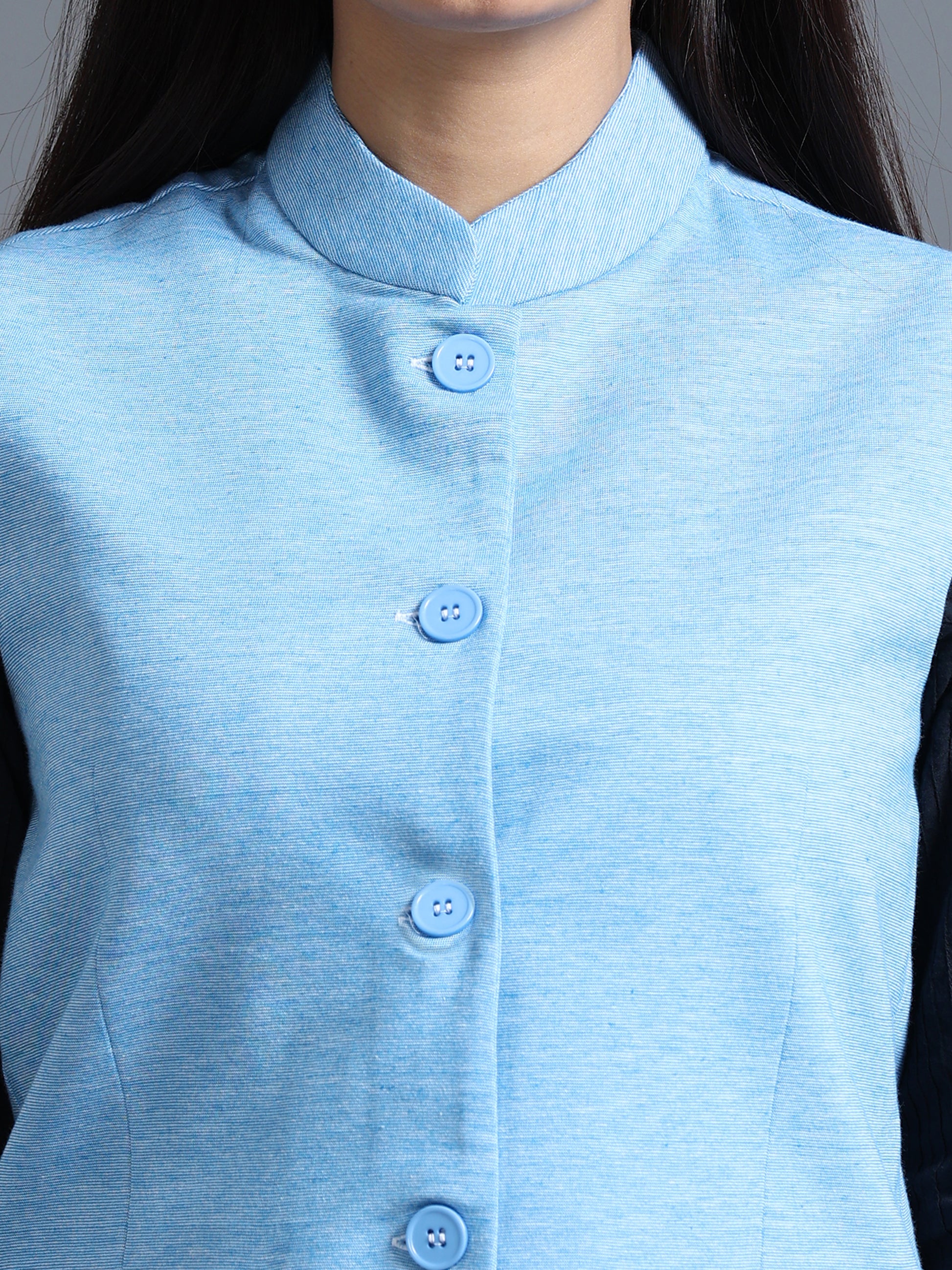 Womens Nehru Jacket - Cyan