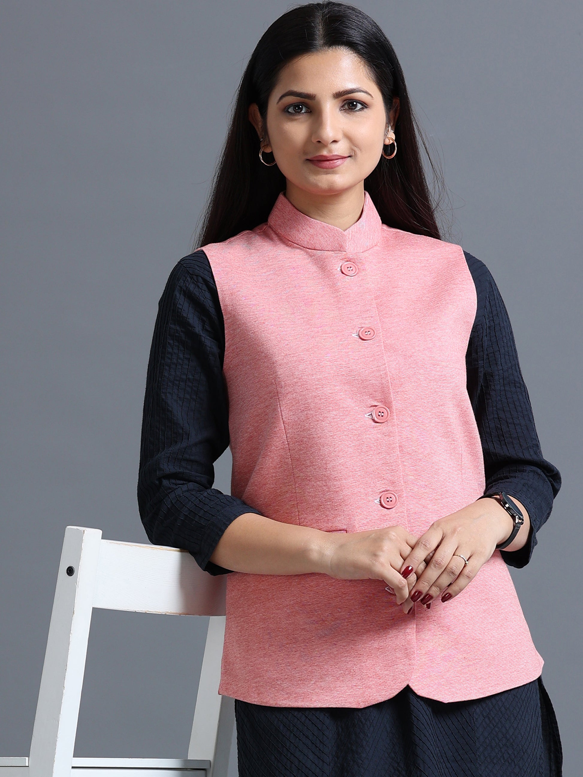 Womens Nehru Jacket - Scarlet