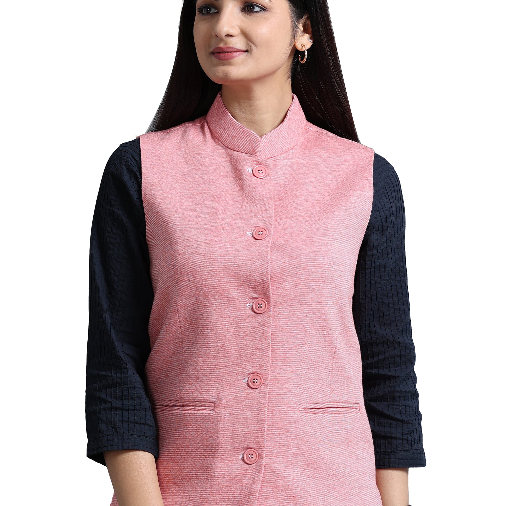 Womens Nehru Jacket - Scarlet