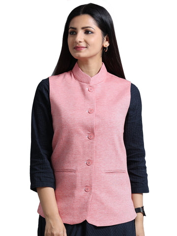 Womens Nehru Jacket - Scarlet