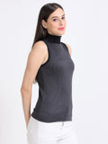 Women's rPET with Cotton Sleeveless Turtle Neck Top