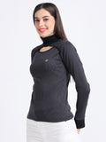 Women's rPET with Cotton Criss Cross Turtle Neck with Full Sleeve T Shirt