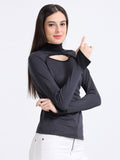 Women's rPET with Cotton Criss Cross Turtle Neck with Full Sleeve T Shirt