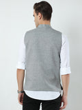 Back view of Black Sustainable Cotton Modi Coat for men in slim-fit design
