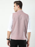 Back view of Maroon Sustainable Cotton Modi Coat for men in slim-fit design
