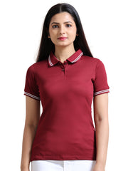Women's rPET Tipping Polo TShirt - Redwine