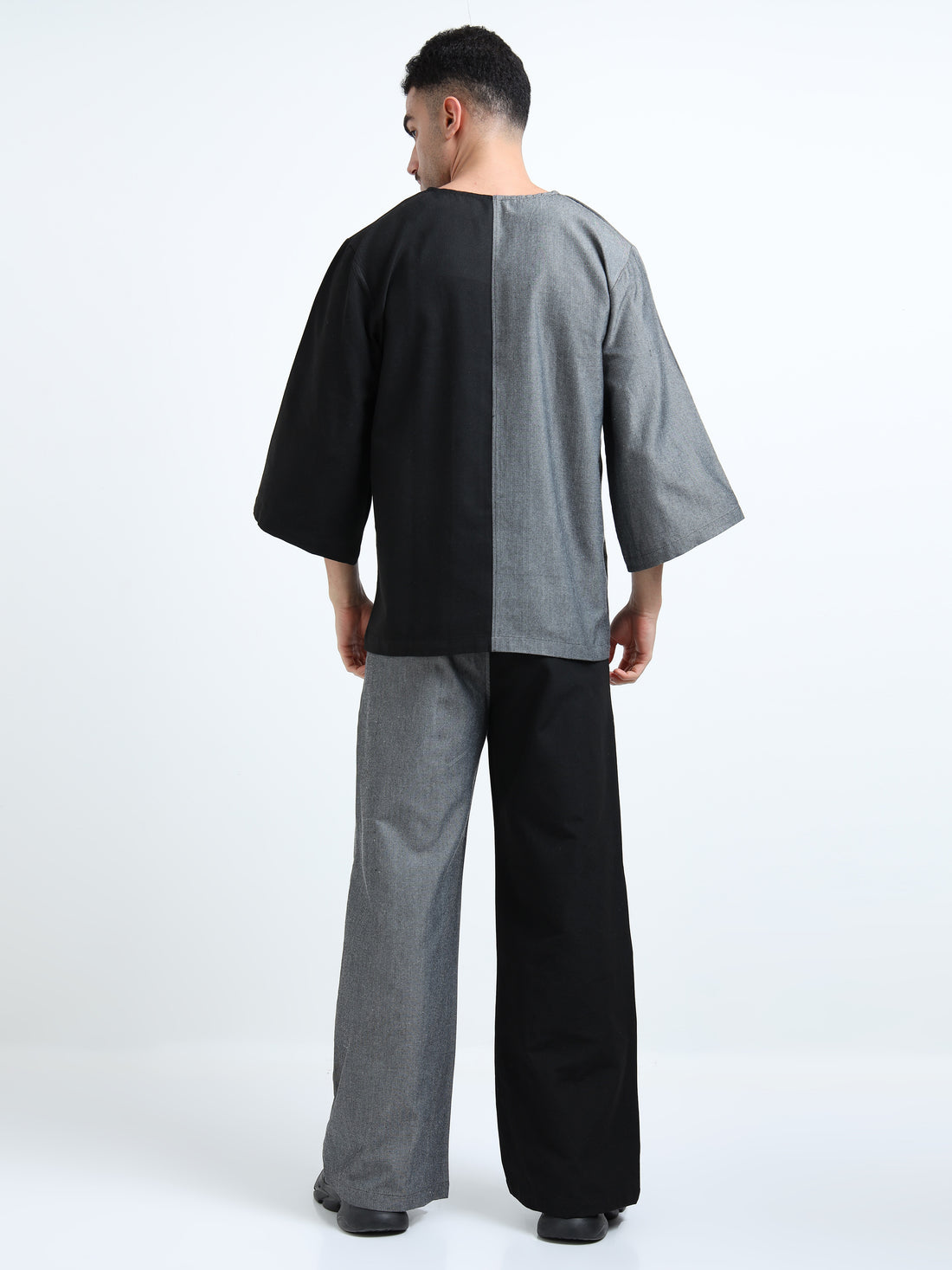 Men's rPET Colour Blocked Shirt With Zipper - Black