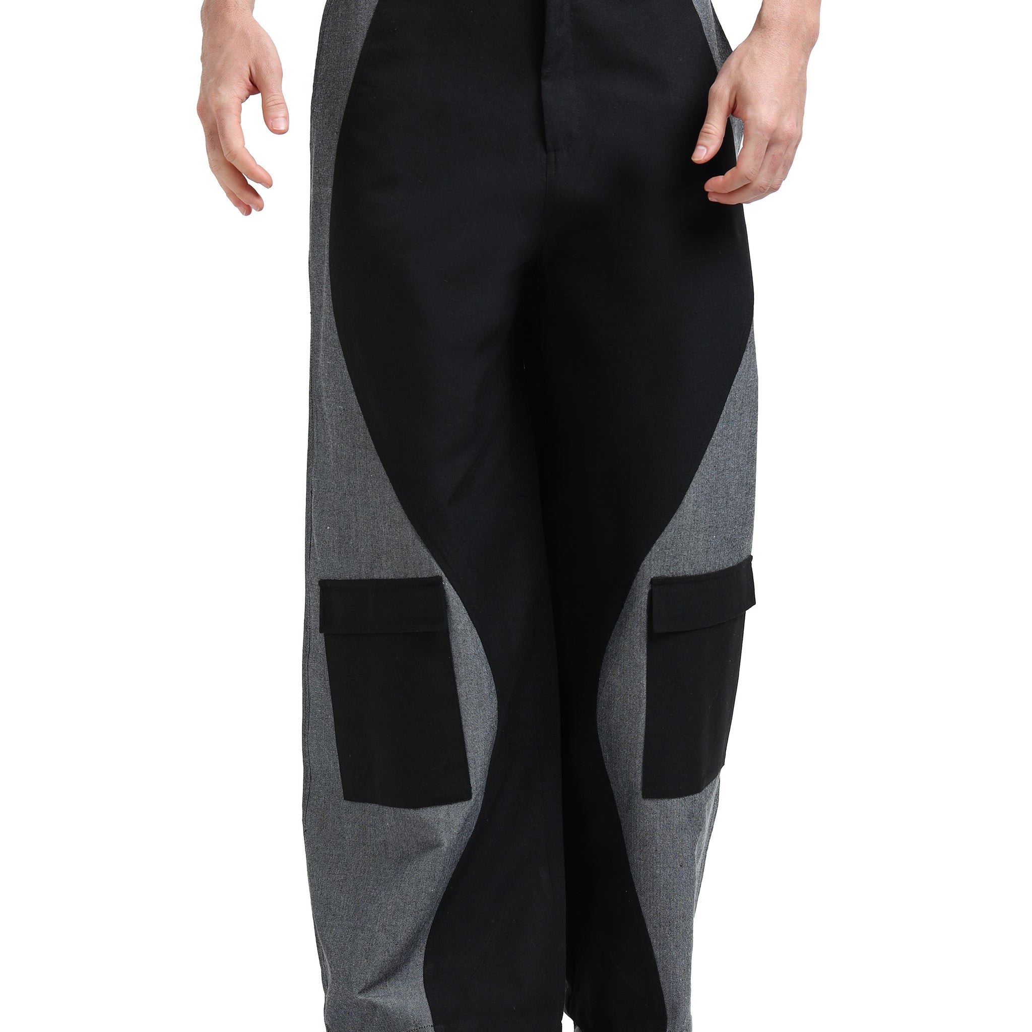 Men's rPET Wide Leg Curved Panelled Pants – Black