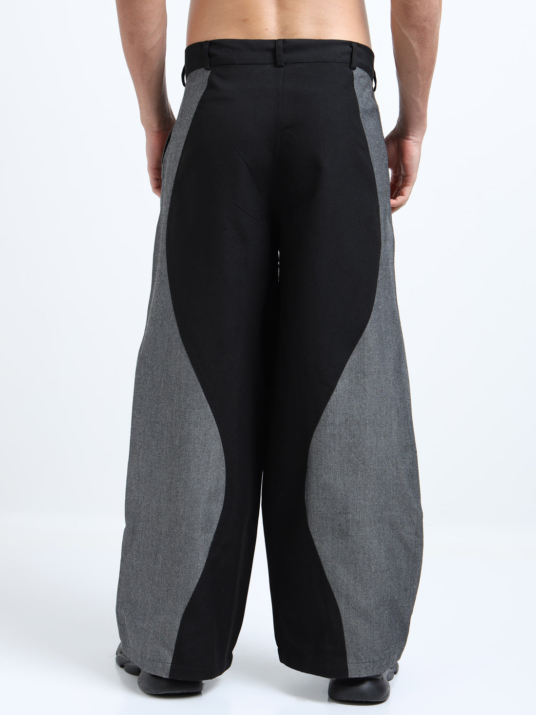 Men's rPET Wide Leg Curved Panelled Pants – Black