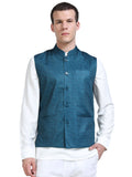 Front view of Men’s Printed Modi Coat in Dot Waves with Mandarin collar