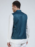Back view of Dot Waves Printed Modi Coat for men in slim-fit design