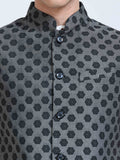 Button-front detailing on Printed Modi Coat Logo Motif
